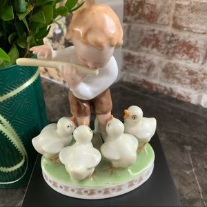 Donated June 2022 Gerold Porzellan Boy Playing Flute to Baby Chicks